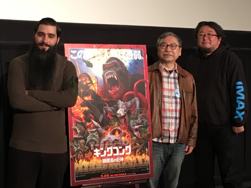 左より、ロバーツ監督、開田裕治氏、樋口監督 ©2016 WARNER BROS.ENTERTAINMENT INC., LEGENDARY PICTURES PRODUCTIONS, LLC AND RATPAC-DUNE ENTERTAINMENT LLC. ALL RIGHTS RESERVED