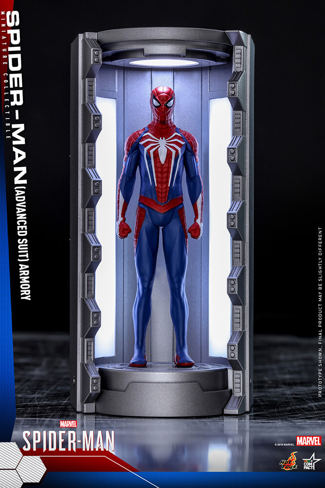 【ビデオゲーム・マスターピース ＣＯＭＰＡＣＴ】 『Marvel’s Spider-Man』ミニチュア・フィギュア　シリーズ１　 スパイダースーツ格納庫 （６体セット）［ボーナスアクセサリー付き］