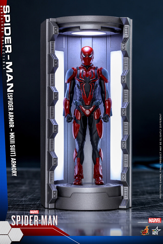 【ビデオゲーム・マスターピース ＣＯＭＰＡＣＴ】 『Marvel’s Spider-Man』ミニチュア・フィギュア　シリーズ１　 スパイダースーツ格納庫 （６体セット）［ボーナスアクセサリー付き］