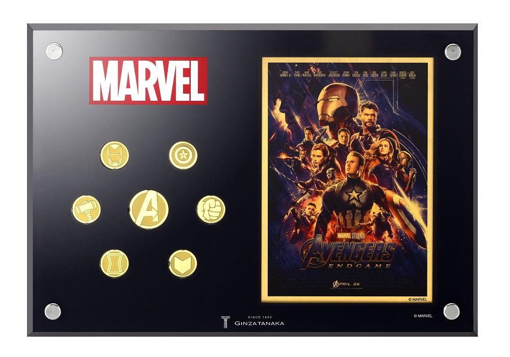 映画『アベンジャーズ／エンドゲーム』をモチーフにしたフレーム付き純金メダル